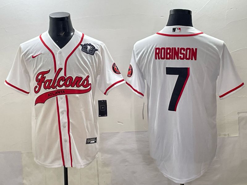 Men 2025 Nike Atlanta Falcons #7 Robinson white Joint Name Limited NFL Jersey style 05